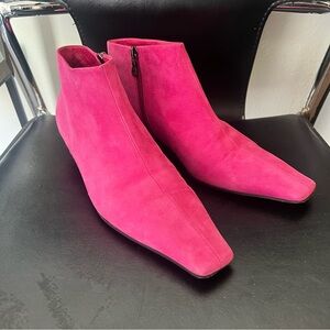 Prada Suede Pink pointed square toe kitten heel bootie SZ 38/ 8